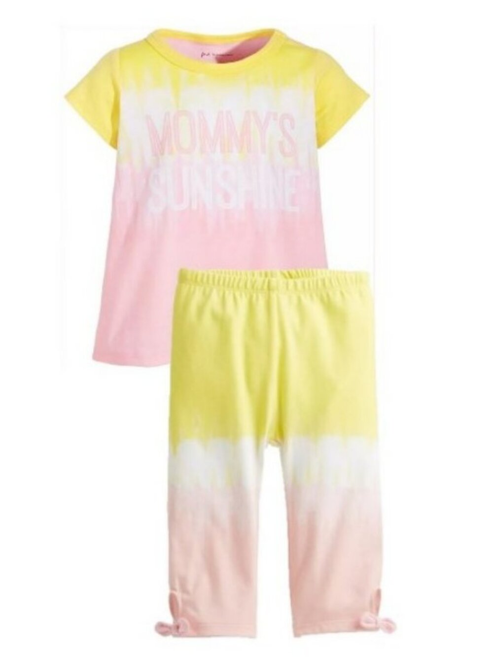 NWT. FIRST IMPRESSIONS Baby Girls "Mommy's Sunshine" Yellow/Pink 2-Pc Set
